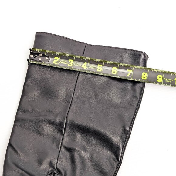 French Connection Women Black Vegan Leather Stretch Heel Round Toe Tall Boots 10 - Picture 6 of 9